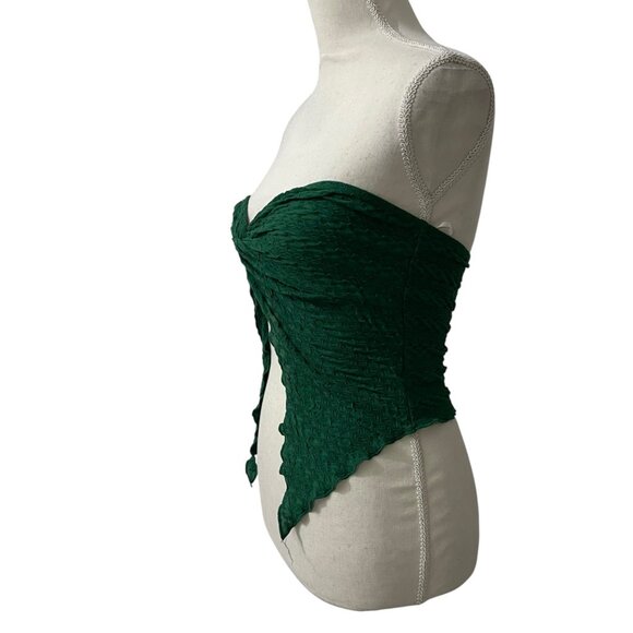 Shein Green Textured‎ Strapless Butterfly Crop Top Size Small - Picture 3 of 7